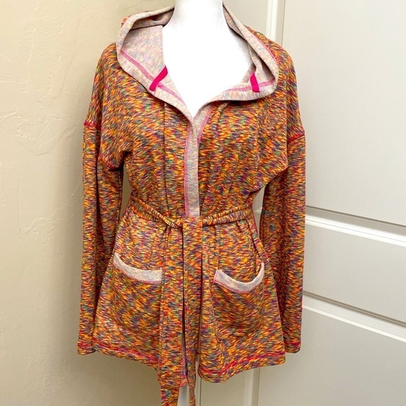 Onque Casuals hoodie Jacket Women’s belted pockets Yoga Beach workout Fall L - Picture 2 of 8